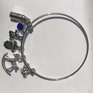 NWT, Handmade by A Charmed Life. Silver Adjustable Bangle Bracelet